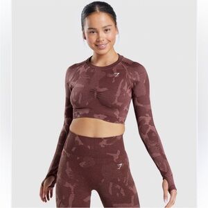 Gymshark Adapt Camo Seamless Long Sleeve in Burgundy